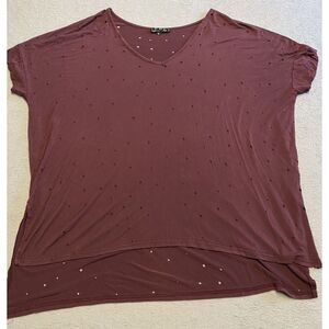 POL‎ Shirt Women's M Maroon Distressed Slouch Oversized Modern Layer